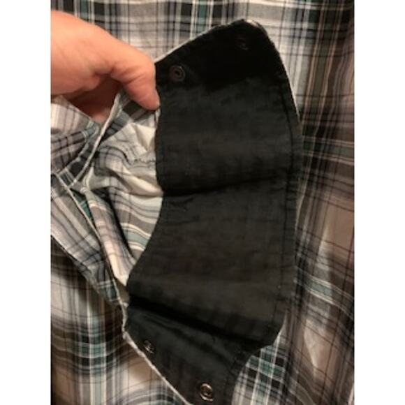 Wrangler Men's XL Rock 47 Western Snap Shirt Black White & Green - Picture 8 of 9